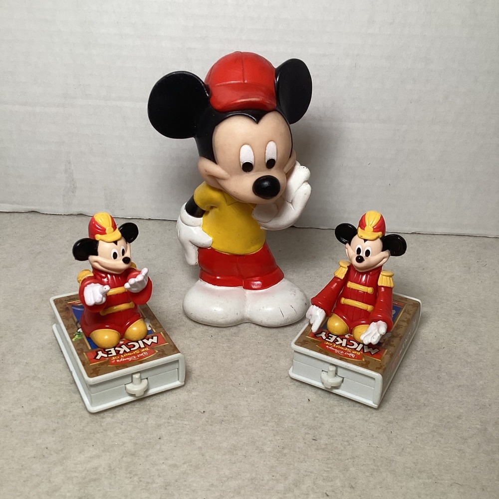 Vintage Mickey Mouse Playskool Baby Company Figurine Lot 3 Red Yellow